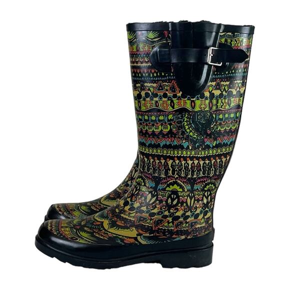 The Sak Sacroot Rain Boots Peace Love Boho Chunky Black Multi Women’s Size 7M - Picture 6 of 15